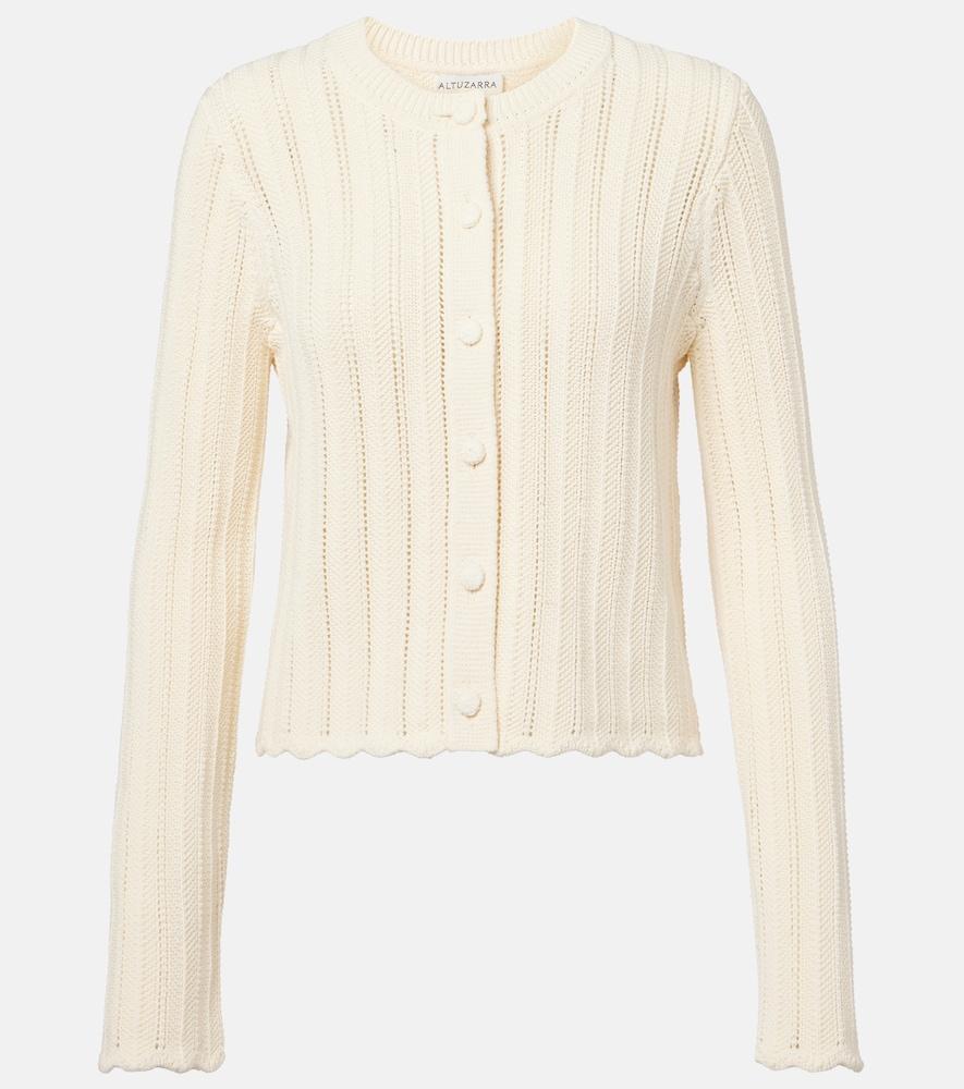 altuzarra mariette scalloped pointelle cotton cardigan