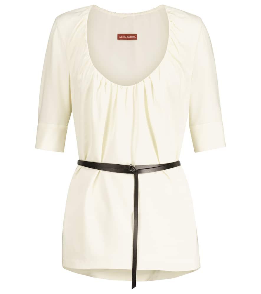 altuzarra nika belted crêpe top