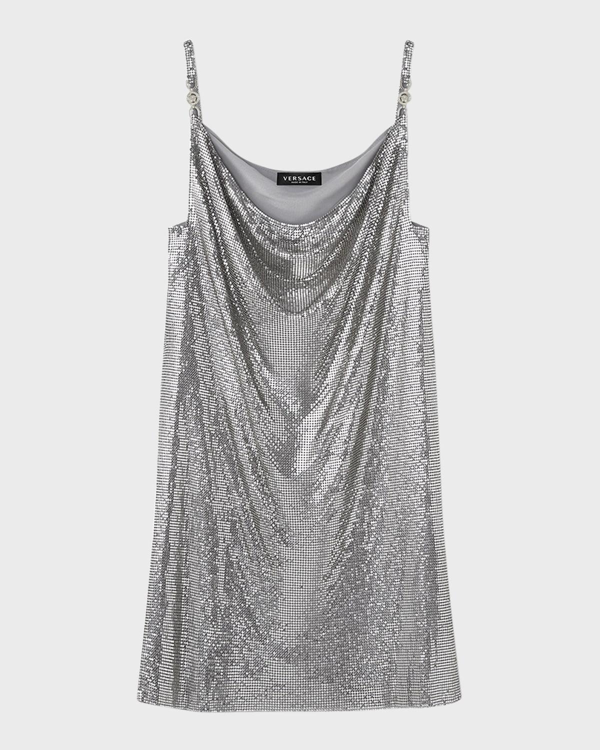 aluminum metal mesh cocktail dress