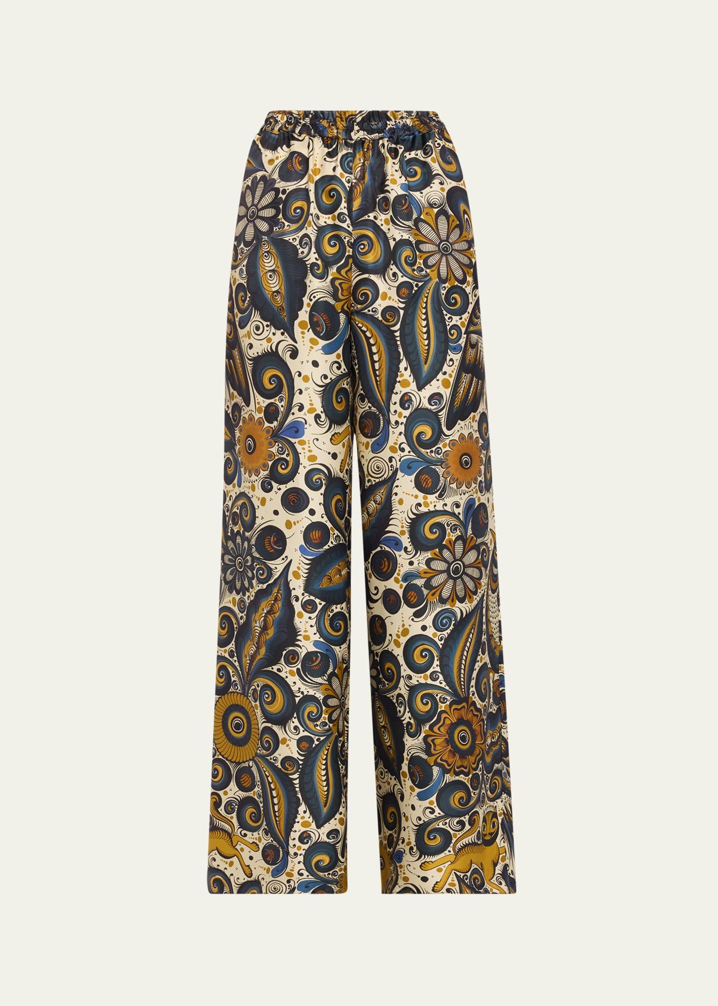 alvarez nogal silk wide-leg pull-on trousers