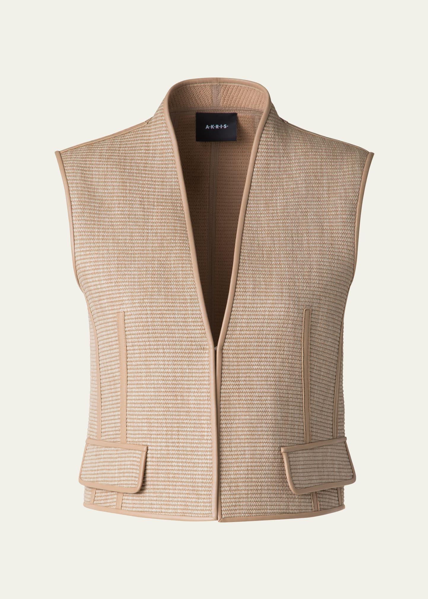 alvaro short raffia leather-trim vest