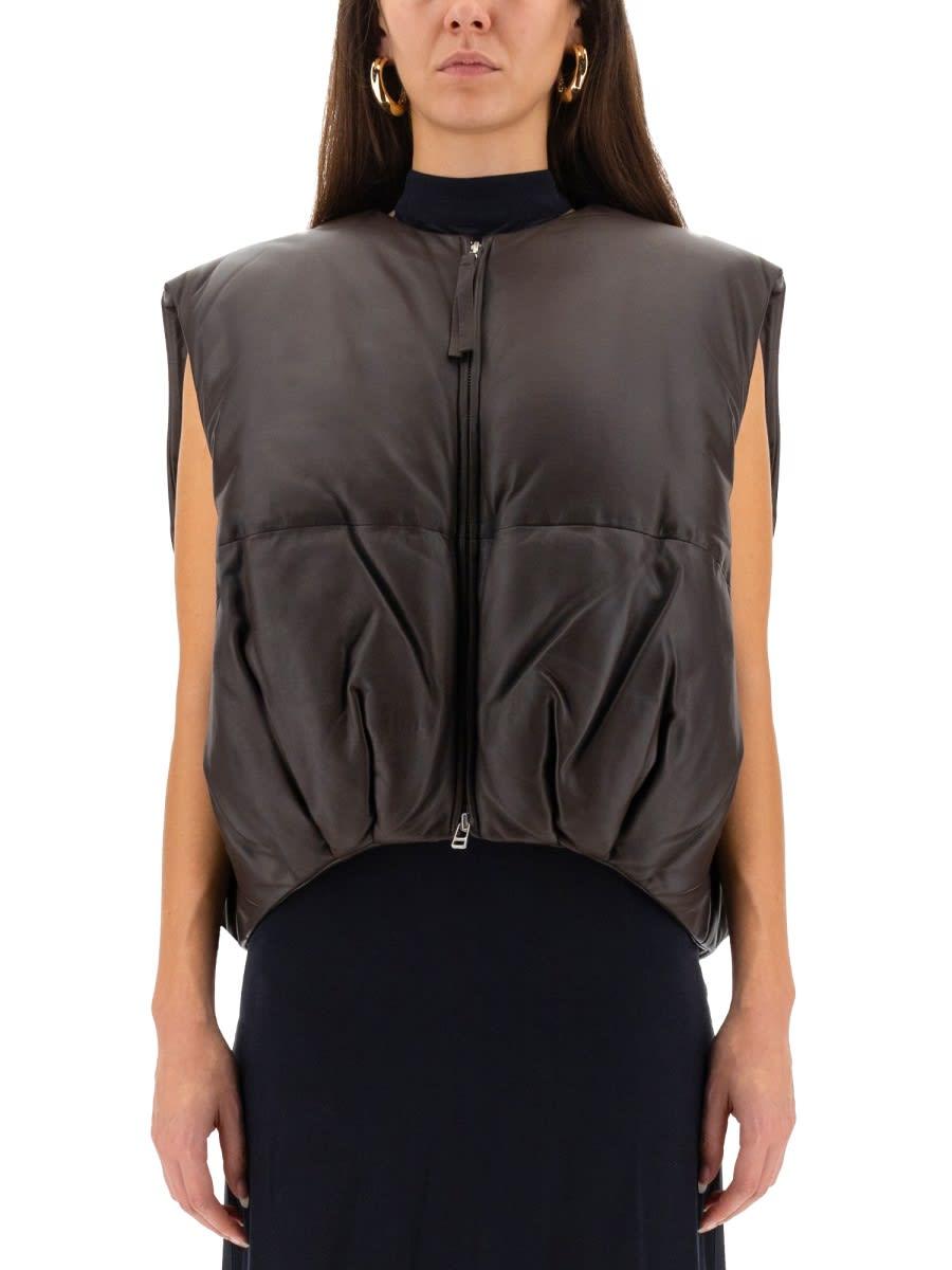 alysi leather puffer vest