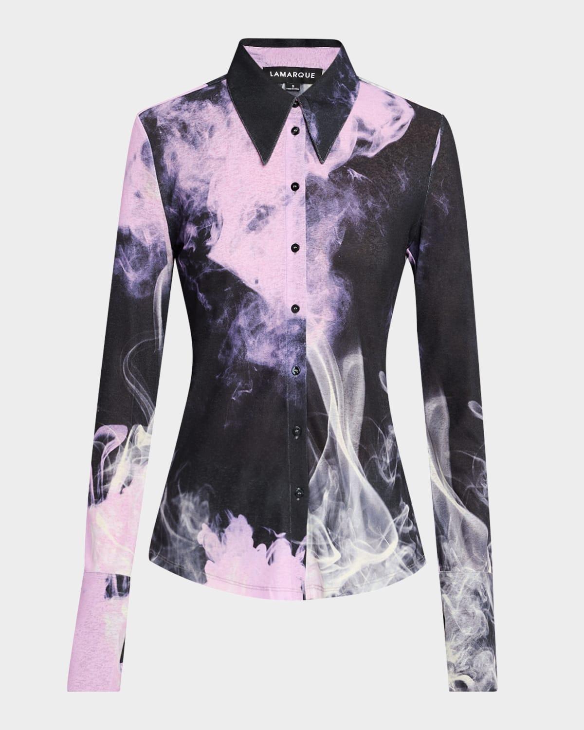 alzina long-sleeve jersey button-front shirt