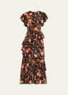 amaia floral-print ruffle midi dress