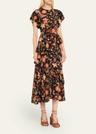 amaia floral-print ruffle midi dress