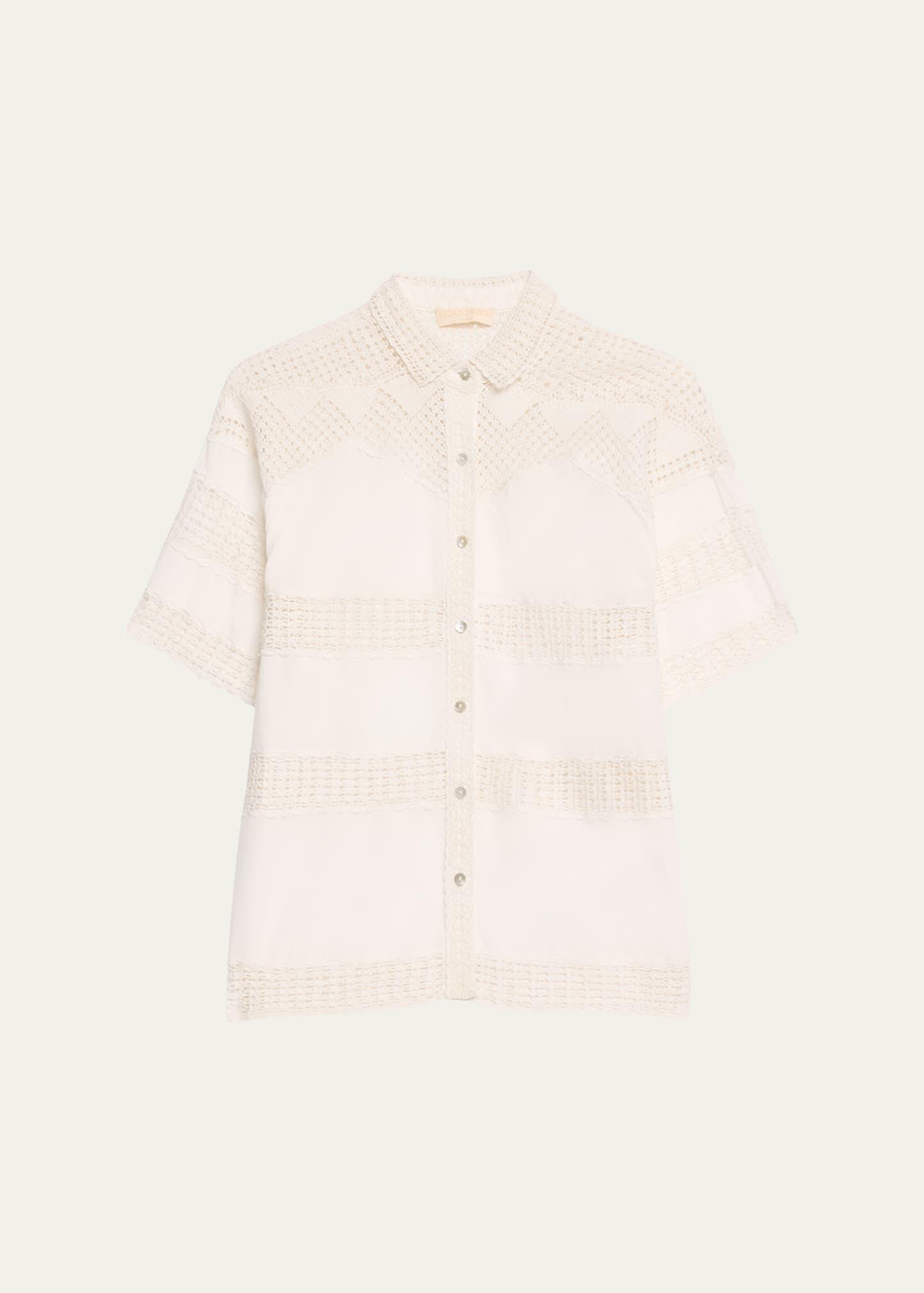 amal crochet button-front shirt