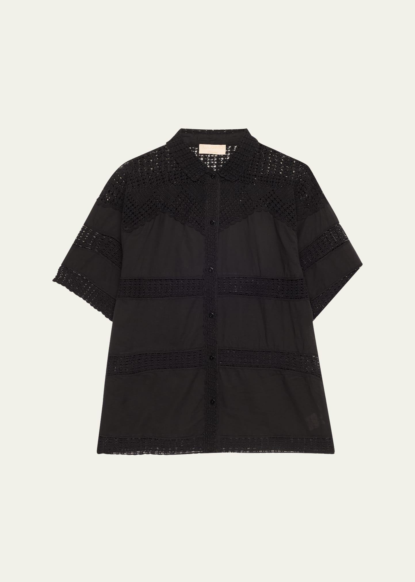 amal crochet button-front shirt
