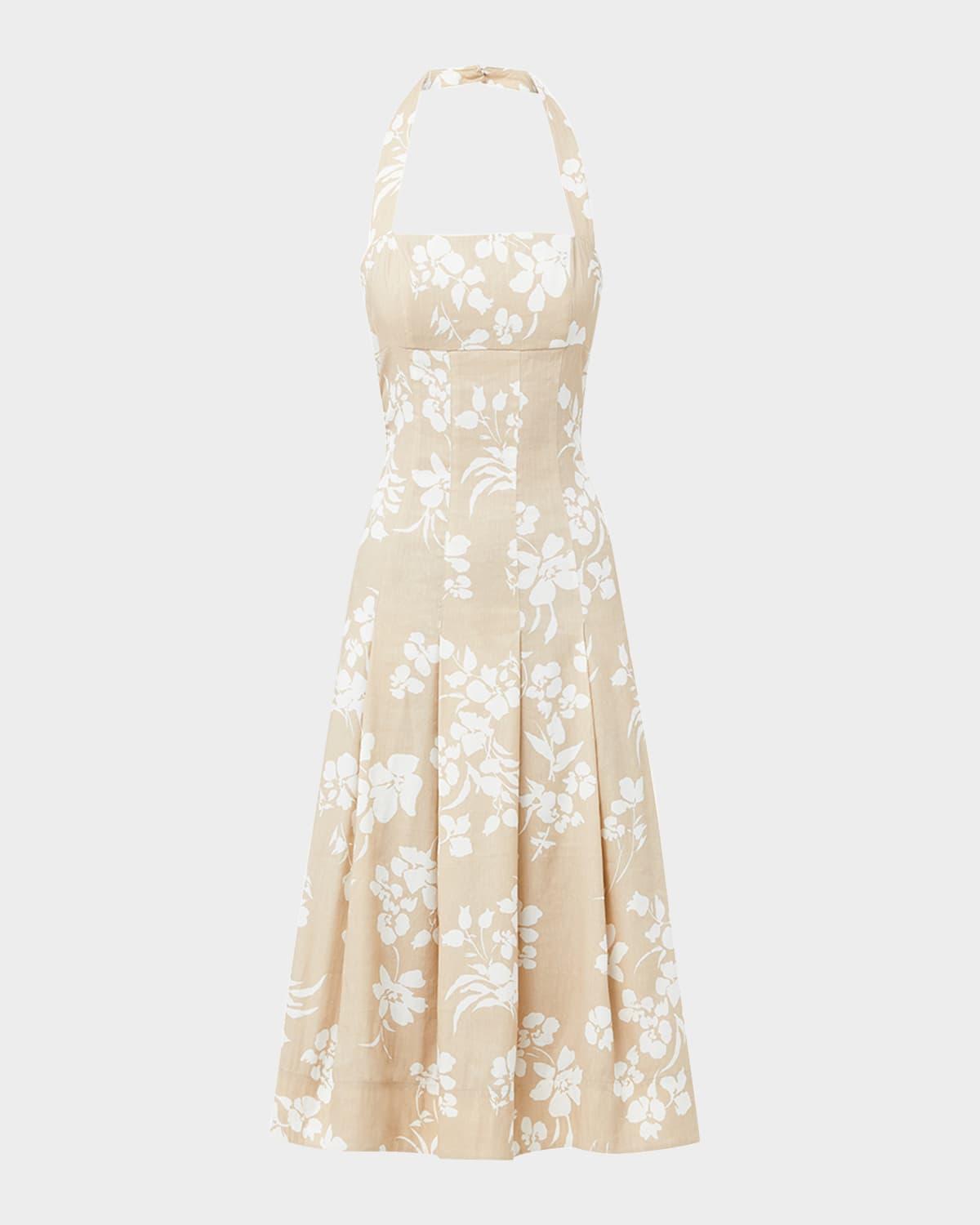 amalia floral halter midi dress