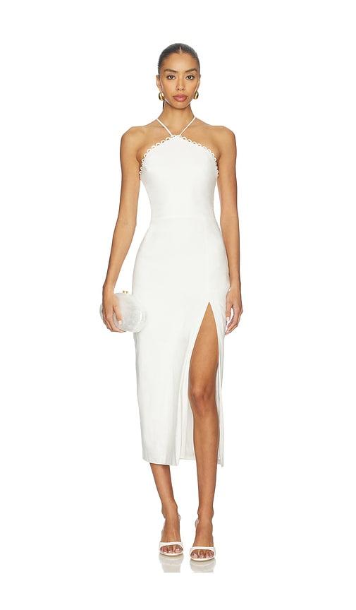 amanda uprichard abby midi dress in white.