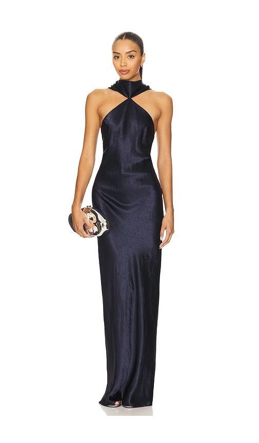 amanda uprichard ashton maxi dress in navy.