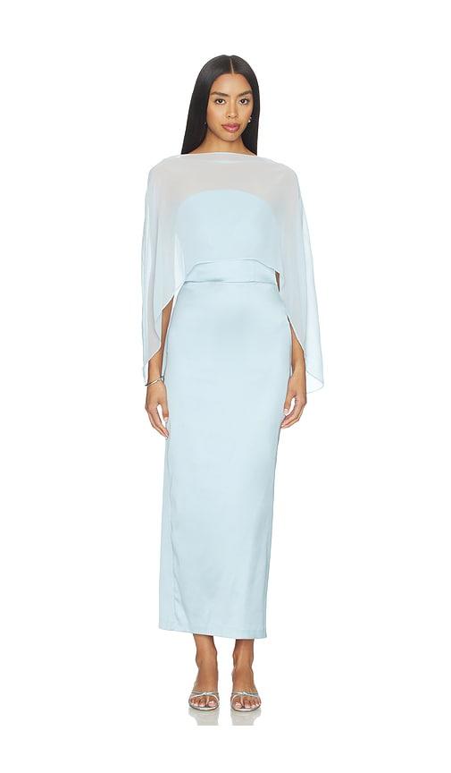 amanda uprichard berkshire midi dress in baby blue.