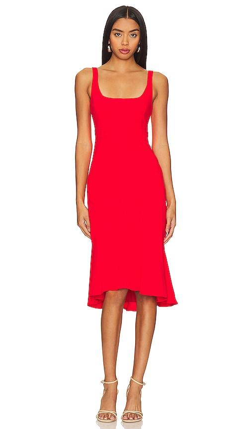 amanda uprichard campania midi dress in red.