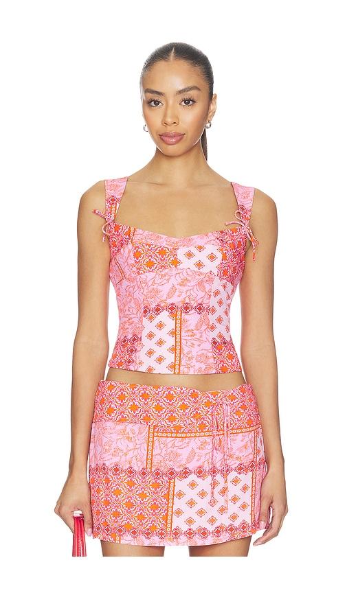 amanda uprichard candice top in pink,orange.