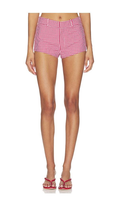 amanda uprichard caresse short in red.