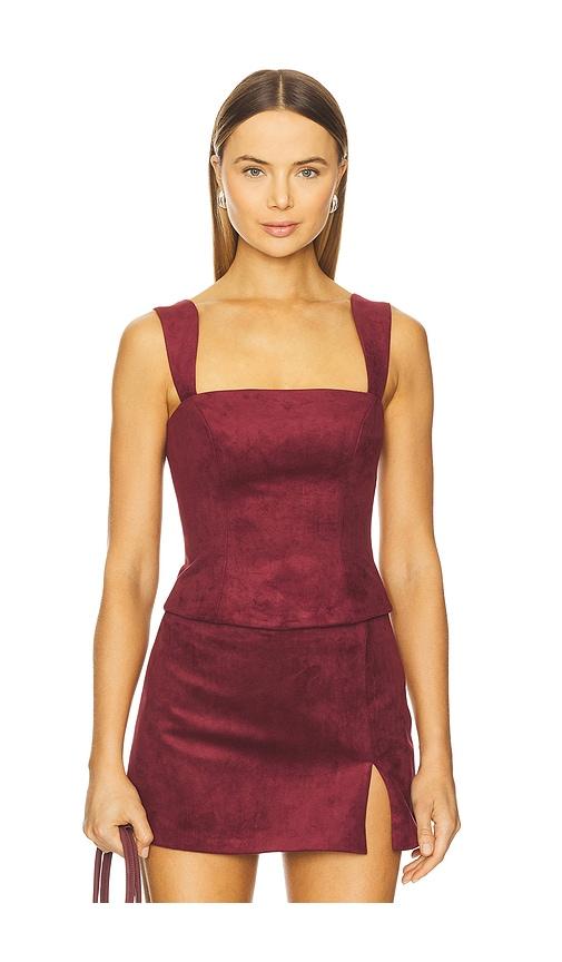 amanda uprichard ceronne suede top in wine.