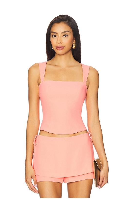 amanda uprichard ceronne top in coral.