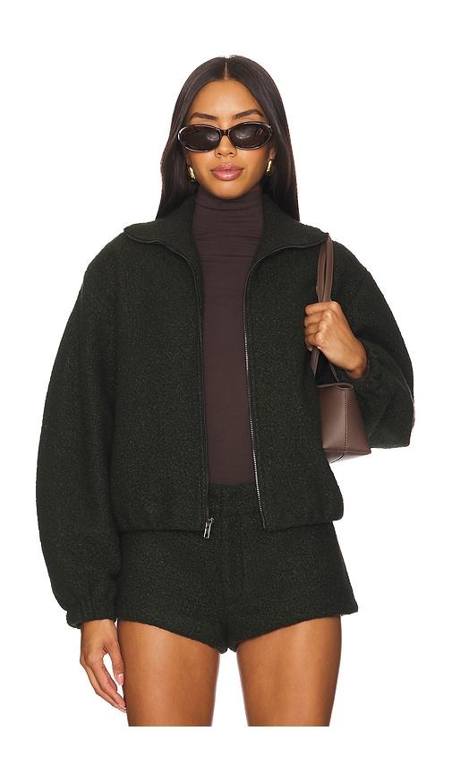 amanda uprichard como bomber jacket in dark green.