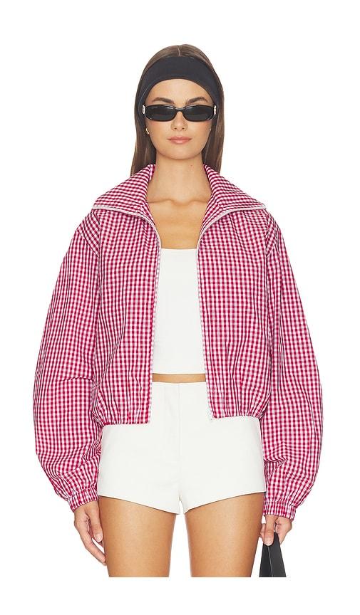amanda uprichard como bomber jacket in red.
