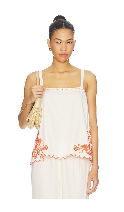amanda uprichard coraline top in cream,orange.
