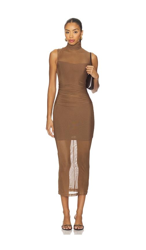 amanda uprichard damira dress in brown.