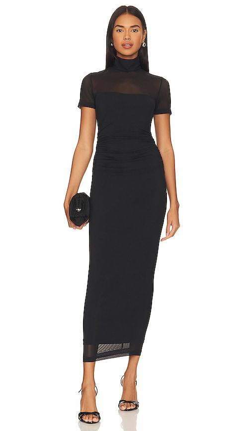 amanda uprichard dominique midi dress in black.