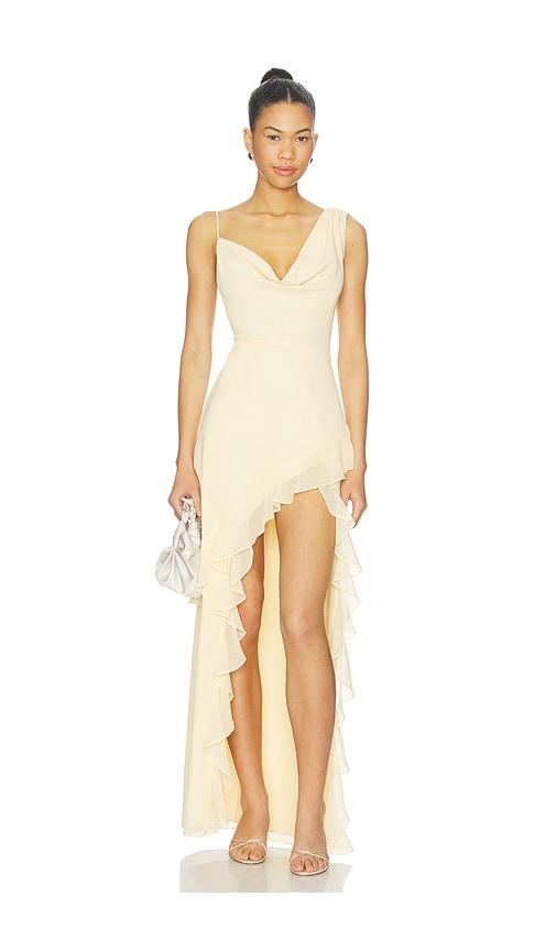 amanda uprichard ella rose maxi dress in yellow.