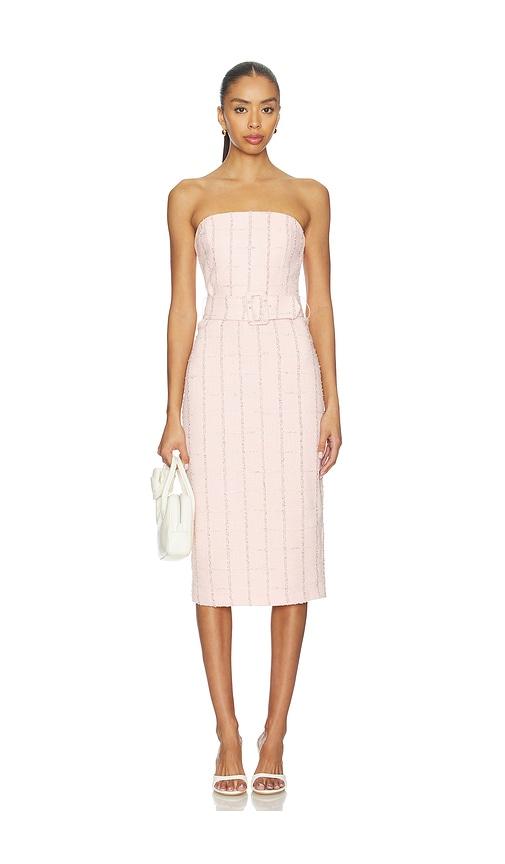 amanda uprichard fae midi dress in pink.
