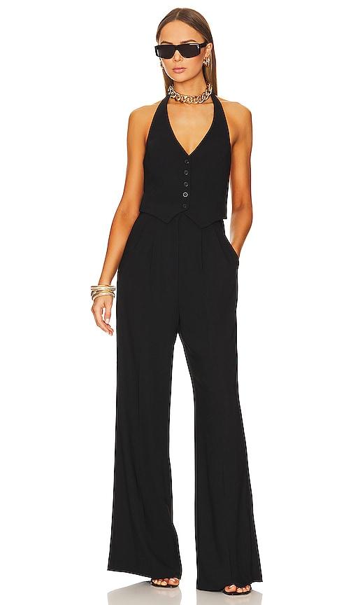 amanda uprichard isadore jumpsuit in black.