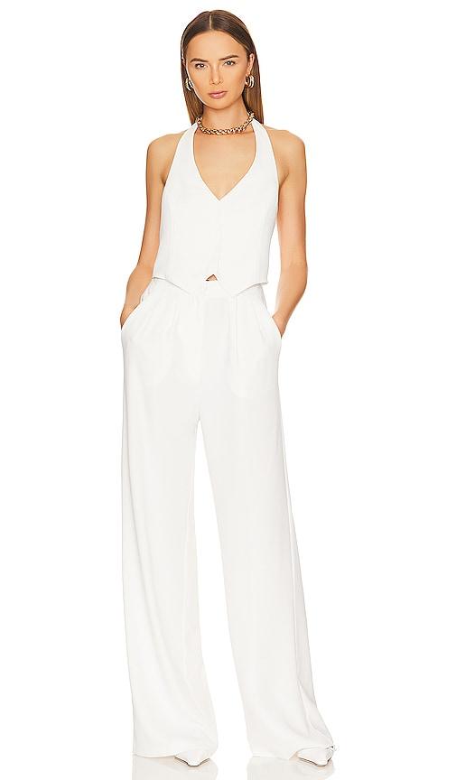 amanda uprichard isadore jumpsuit in ivory.