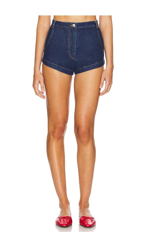 amanda uprichard kelso short in denim-dark.
