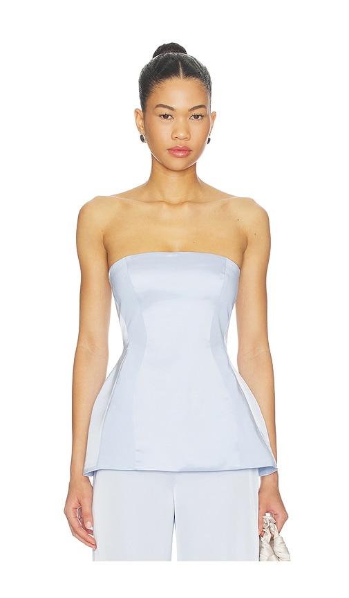 amanda uprichard linda top in baby blue.