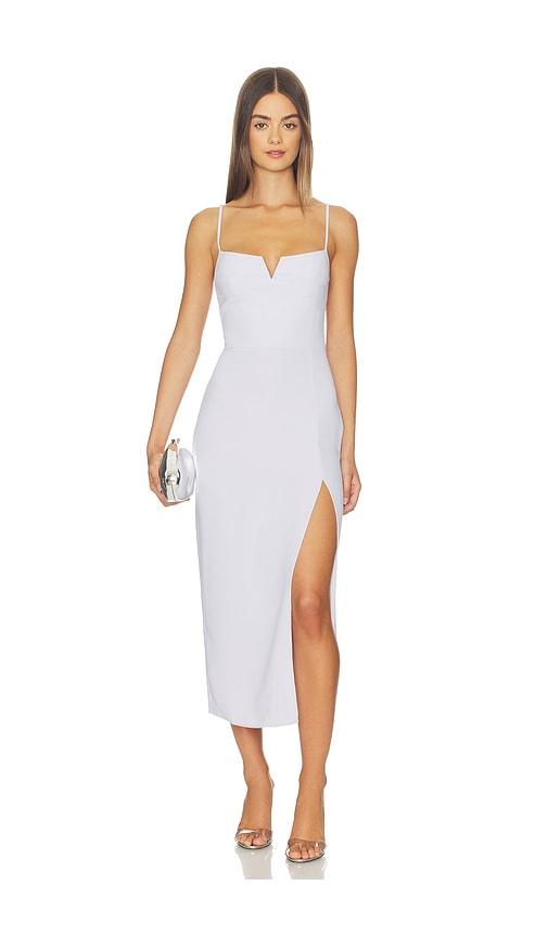 amanda uprichard lyra midi dress in lavender.