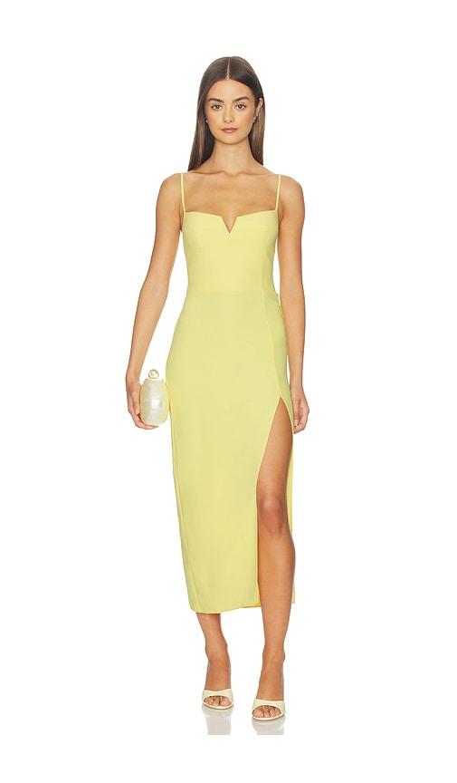 amanda uprichard lyra midi dress in yellow.