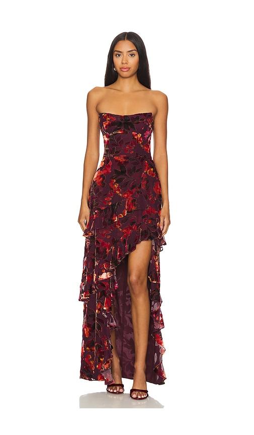 amanda uprichard magnolia maxi dress in burgundy.