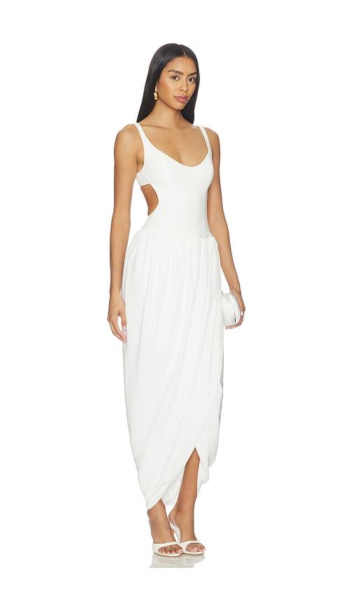 amanda uprichard marcelline midi dress in white.