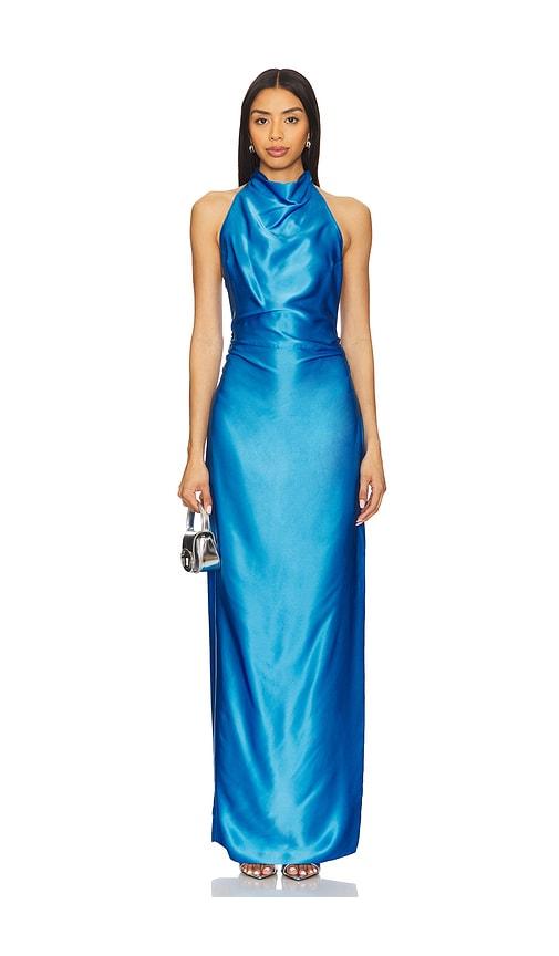 amanda uprichard marcine maxi dress in royal.