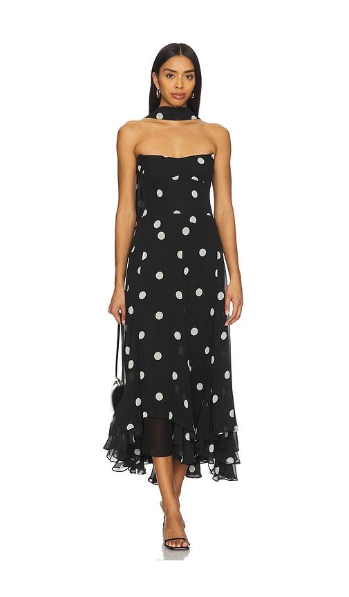 amanda uprichard monterey dress with scarf in black.