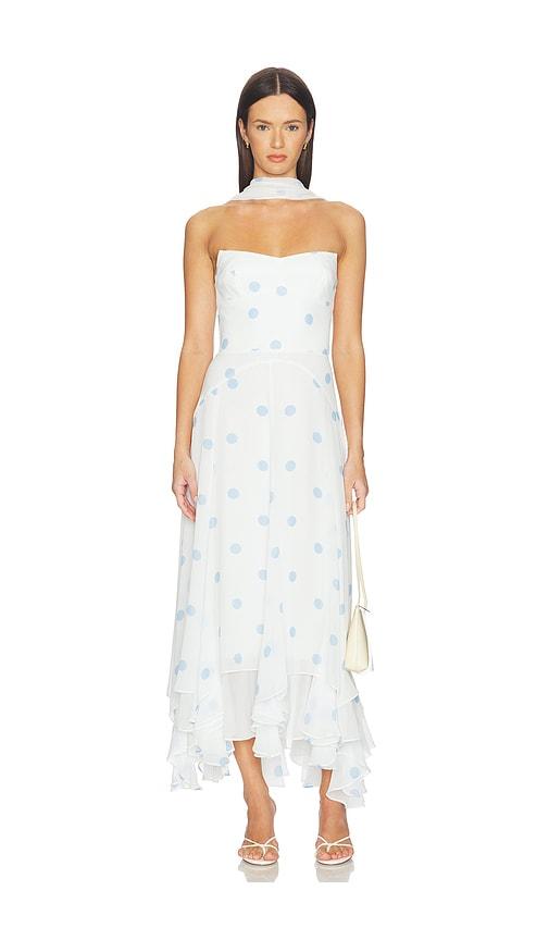 amanda uprichard monterey dress with scarf in ivory,baby blue.