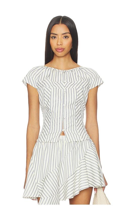 amanda uprichard norina top in blue.