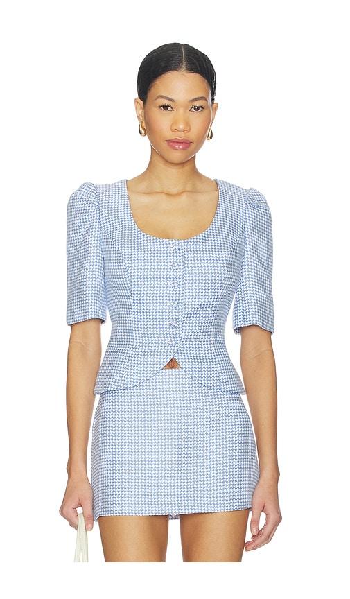 amanda uprichard phoebe top in baby blue.
