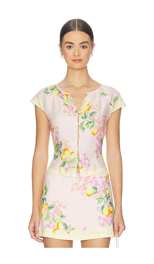 amanda uprichard pinto top in in pink.