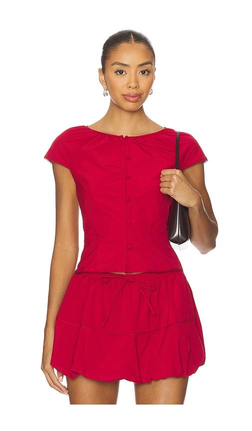 amanda uprichard pinto top in red.