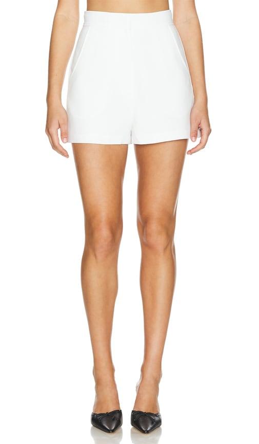 amanda uprichard reeves shorts in ivory.