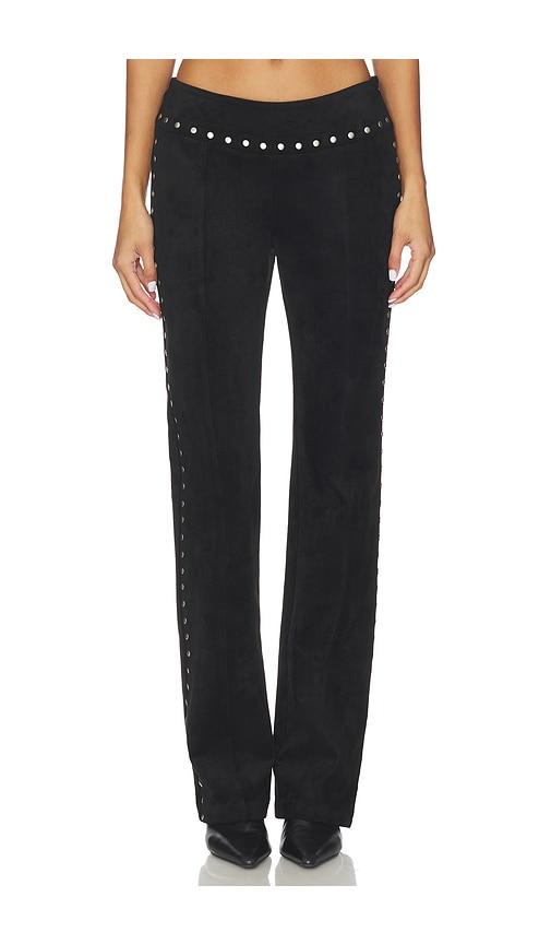 amanda uprichard regency suede pants in black.