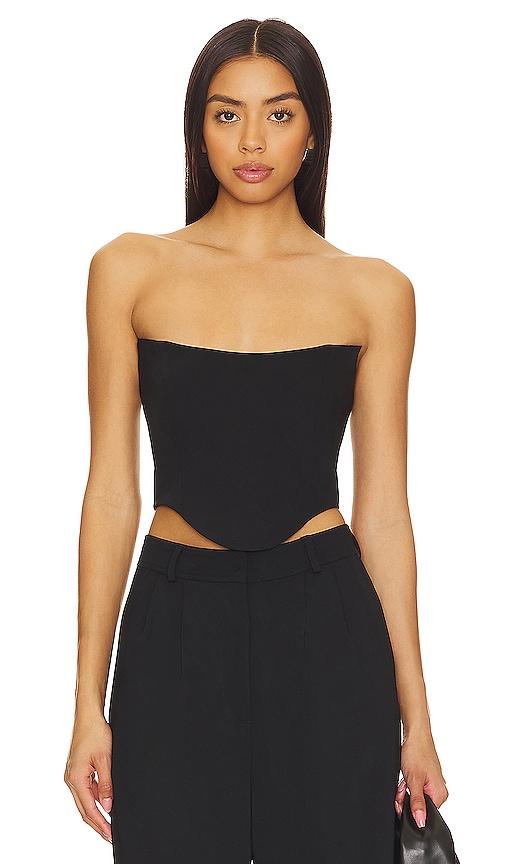 amanda uprichard sabine crop top in black.