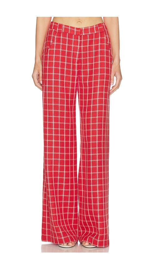 amanda uprichard saddler pants in red.