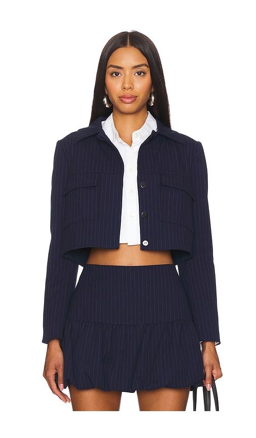 amanda uprichard sanders jacket in navy.