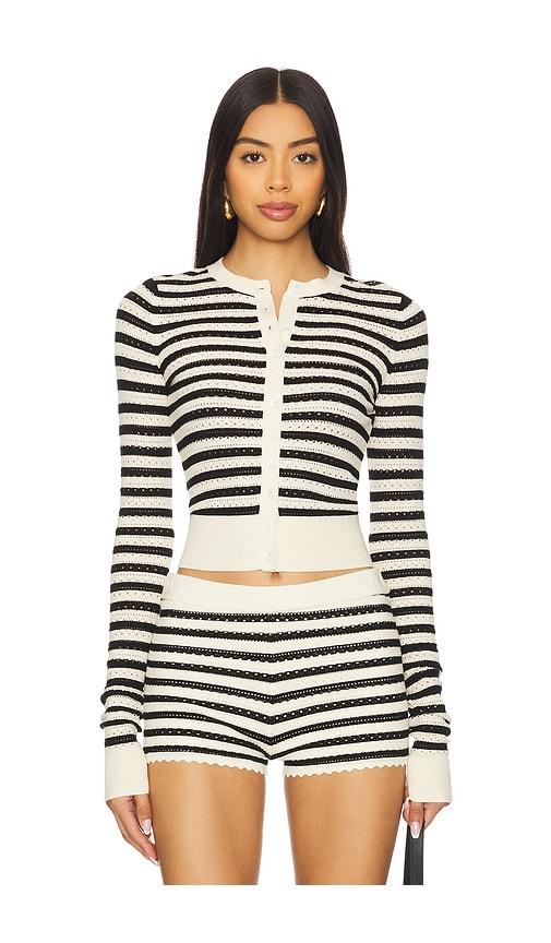 amanda uprichard seine cardigan in black,white.