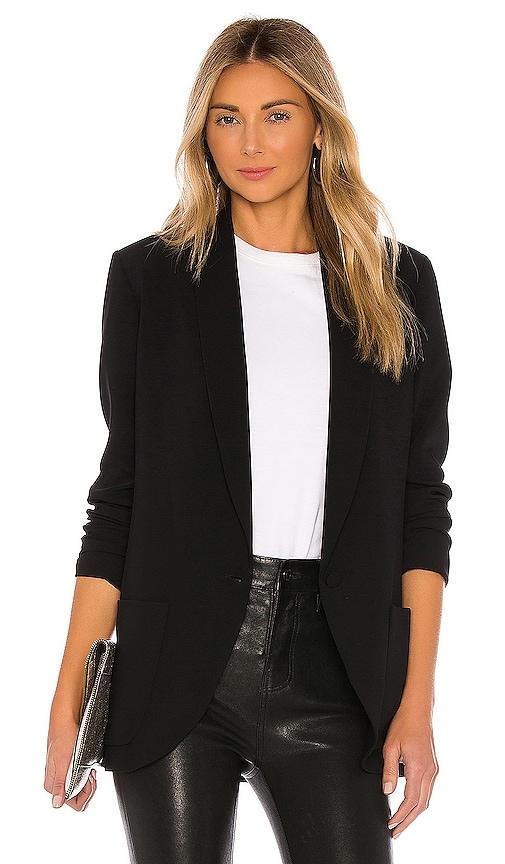 amanda uprichard shawl collar blazer in black.