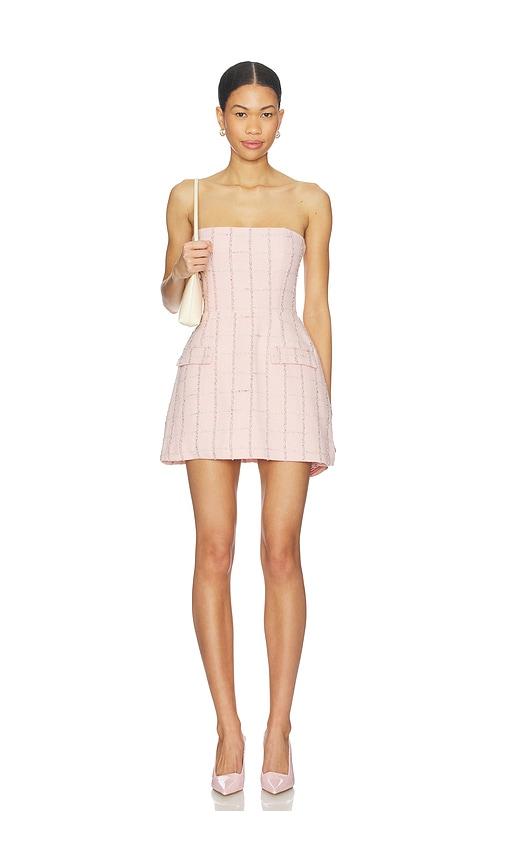 amanda uprichard strapless bethany romper in pink.